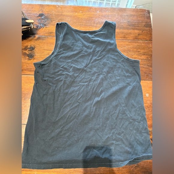 Gildan Black Tank Top with Blue and White Print - Picture 3 of 3